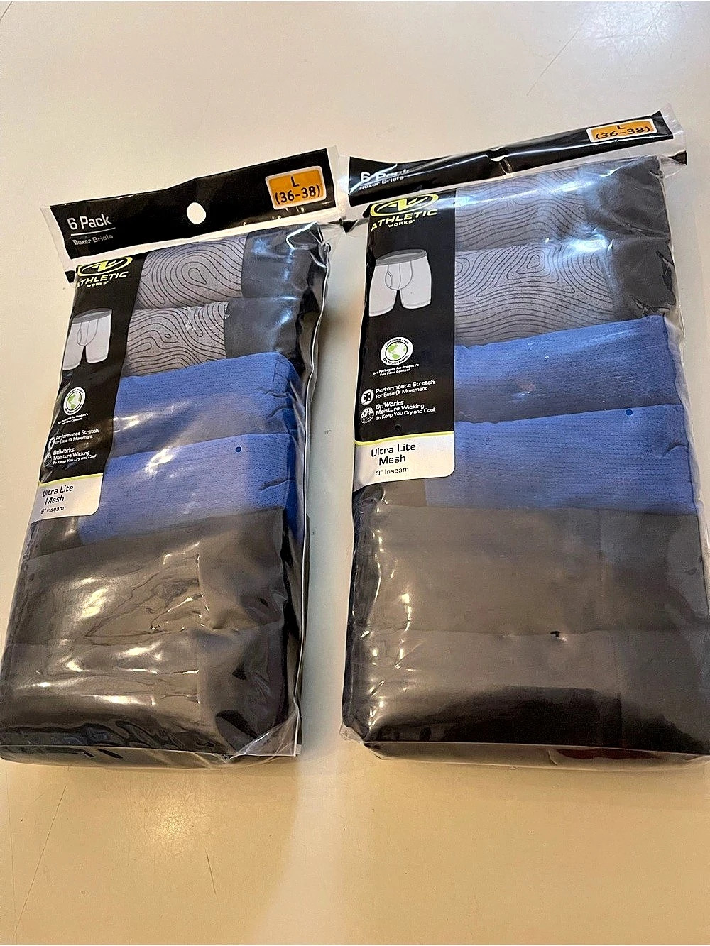 12 Pack Athletic Boxer Briefs Ultra Lite Mesh Size: Large